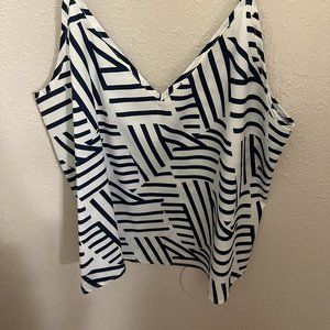 Blouse with white and blue stripes